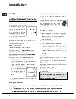 Предварительный просмотр 6 страницы Hotpoint Ultima Digit Instructions for  and use Instructions For Installation And Use Manual