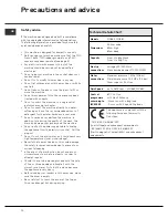 Предварительный просмотр 20 страницы Hotpoint Ultima LCD Instructions For Installation And Use Manual