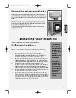 Предварительный просмотр 5 страницы Hotpoint Ultima WMA62 Installation And User Instructions Manual