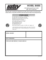 Предварительный просмотр 1 страницы Hotsy 560SS Operating Instructions And Parts Manual