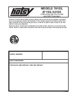 Preview for 1 page of Hotsy 781SS Operating Instructions And Parts Manual