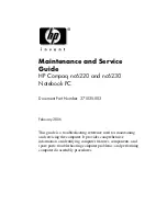 Предварительный просмотр 1 страницы HP Compaq nc6220 - Notebook PC Maintenance And Service Manual