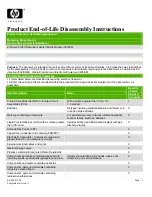 Предварительный просмотр 1 страницы HP invent ProCurve 8108fl Product End-Of-Life Disassembly Instructions