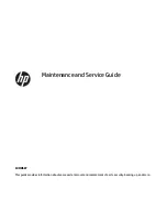 Preview for 1 page of HP 11-be0 Series Maintenance And Service Manual