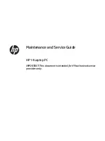 Preview for 1 page of HP 14-dk0 Series Maintenance And Service Manual