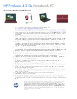 Предварительный просмотр 4 страницы HP 4310s - ProBook - Core 2 Duo 2.1 GHz Specifications