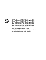 Preview for 1 page of HP 645 G1 Maintenance And Service Manual