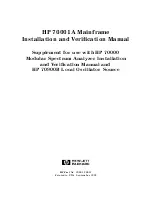 Preview for 1 page of HP 70001A Installation And VeriCation Manual