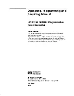 Preview for 1 page of HP 8112A Operating, Programming And Servicing Manual