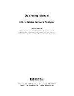 Preview for 1 page of HP Agilent 8757D Operating Manual