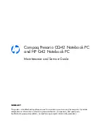 Preview for 1 page of HP COMPAQ PRESARIO  G42 Maintenance And Service Manual