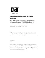 HP Compaq Presario V2000 Maintenance And Service Manual preview