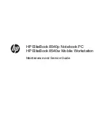 Предварительный просмотр 1 страницы HP EliteBook 8540W Maintenance And Service Manual