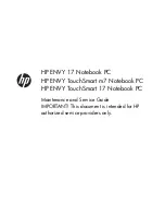 HP ENVY 17 Maintenance And Service Manual preview