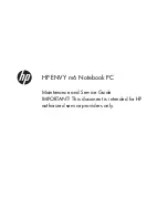 Предварительный просмотр 1 страницы HP ENVY m6-1300 Maintenance And Service Manual