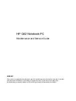 HP G62 Series Maintenance And Service Manual preview