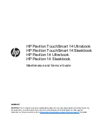 Предварительный просмотр 1 страницы HP Pavilion 14-b100 Maintenance And Service Manual