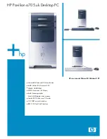 Preview for 1 page of HP Pavilion a700 - Desktop PC Product Specifications