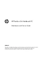 Предварительный просмотр 1 страницы HP Pavilion g6-1300 Maintenance And Service Manual