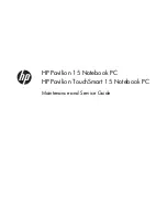 HP Pavilion TouchSmart 15 Maintenance And Service Manual preview