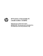 Preview for 1 page of HP Pavilion x2 10-k0XX Maintenance And Service Manual