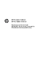 Предварительный просмотр 1 страницы HP Pro Slate 10 EE G1 Maintenance And Service Manual