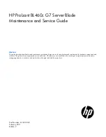 Preview for 1 page of HP ProLiant BL460c G7 Maintenance And Service Manual