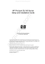 Preview for 1 page of HP PtoLiant DL140 Setup And Installation Manual