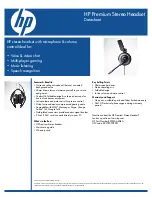 HP RF823AA - Premium Stereo Headset Datasheet предпросмотр