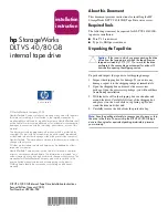 Предварительный просмотр 1 страницы HP StorageWorks DLT VS 40/80 GB Installation Instruction