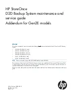 Предварительный просмотр 1 страницы HP StoreOnce D2D Backup System Gen2E Maintenance And Service Manual