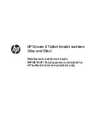 Предварительный просмотр 1 страницы HP Stream 8 Tablet Maintenance And Service Manual