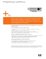 Предварительный просмотр 1 страницы HP vp6200 - Digital Projector Technical Specifications