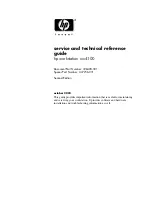 Preview for 1 page of HP Workstation xw4100 Service And Technical Reference Manual