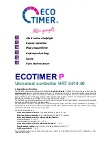 Предварительный просмотр 1 страницы HRT ECOTIMER P Quick Start Manual