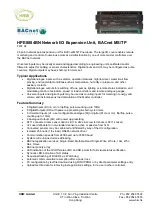 Preview for 1 page of HRW BACnet HPE8884BN Manual