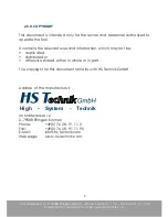 Preview for 9 page of HS-Technik PRO-M Operating Instructions Manual