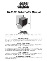 Preview for 1 page of HSU ULS-15 Manual