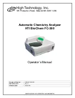 Предварительный просмотр 1 страницы HTI BioChem FC-360 Operator'S Manual