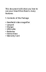 Preview for 3 page of Humanware SmartView nano User Manual