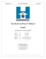 Preview for 1 page of Humidex HDS-103 Installation & Owner'S Manual