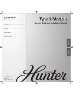 Предварительный просмотр 1 страницы Hunter 20174 Owner'S Manual And Installation Manual