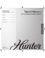 Hunter 7 Models Owner'S Manual And Installation Manual preview