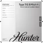 Предварительный просмотр 1 страницы Hunter Models Owners And Installation Manual