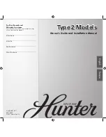 Hunter Type 2 Models Owners And Installation Manual предпросмотр