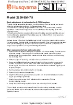 Husqvarna 225H60, 225H75 Service Manual предпросмотр