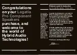 Preview for 3 page of Hybrid Audio Technologies Legatia Pro Series Installation & Reference Manual