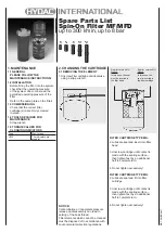 Hydac MF80 Spare Parts List preview