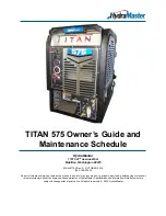 HydraMaster Titan 575 Owner’S Manual And Maintenance Schedule preview