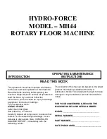 Preview for 1 page of Hydro-Force MH44 Operating & Maintenance Instructions